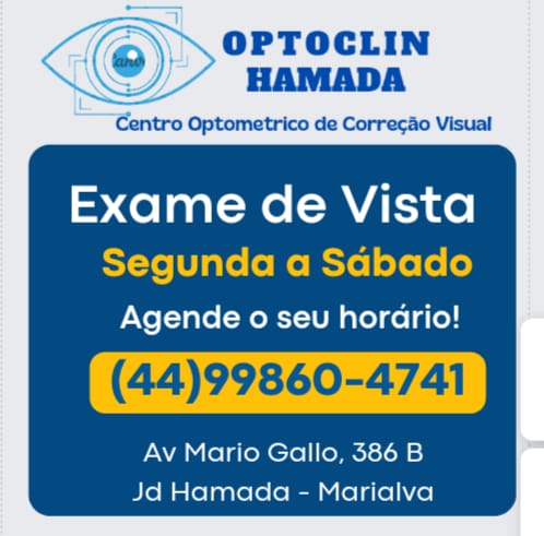 Se você está precisando de óculos ou exame de vista a [Ótica Mariano] é a melhor opção. Temos lentes de qualidade e uma variedade incrível de armações. Tudo isso por um preço que cabe no seu bolso. Conheça nossa loja! Rua Mário Gallo, 386 B - Jd Hamada - Marialva. Whatsapp (44)99819-3972
